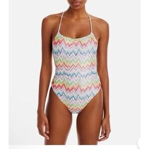 Missioni Swimsuit 296892 Multicolor Chevron One Piece Size 44 US Sz 8 NWT $689